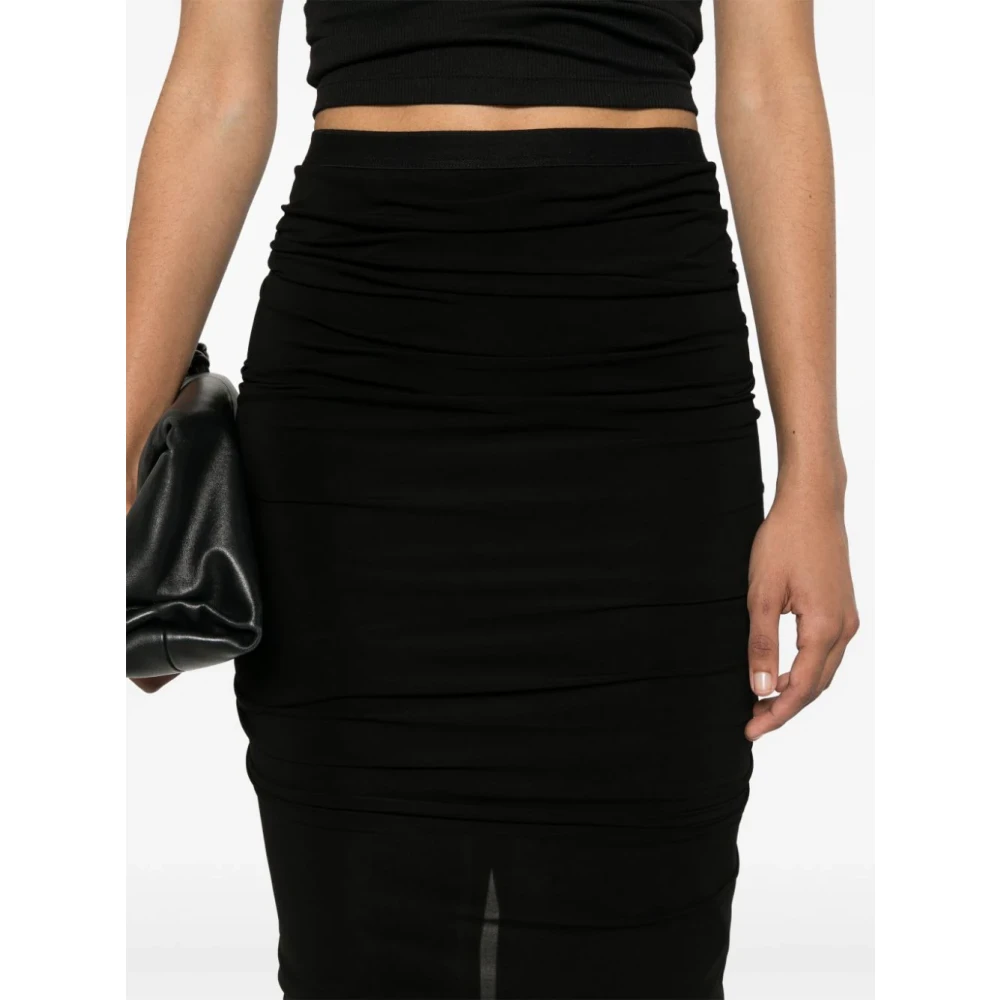 Rick Owens Zwarte Rok met Gedrapeerd Effect en Elastische Tailleband Black Dames