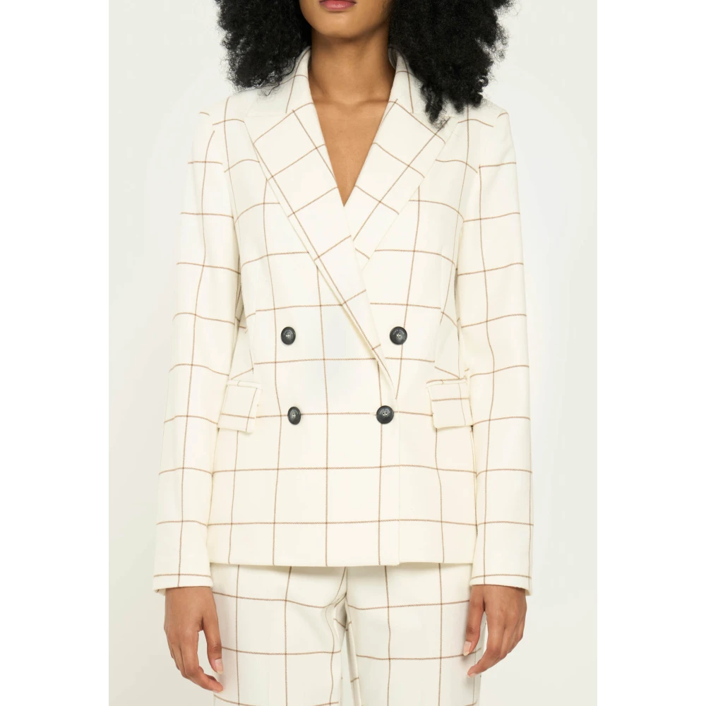 Vicario Cinque Geruite double-breasted blazer White Dames