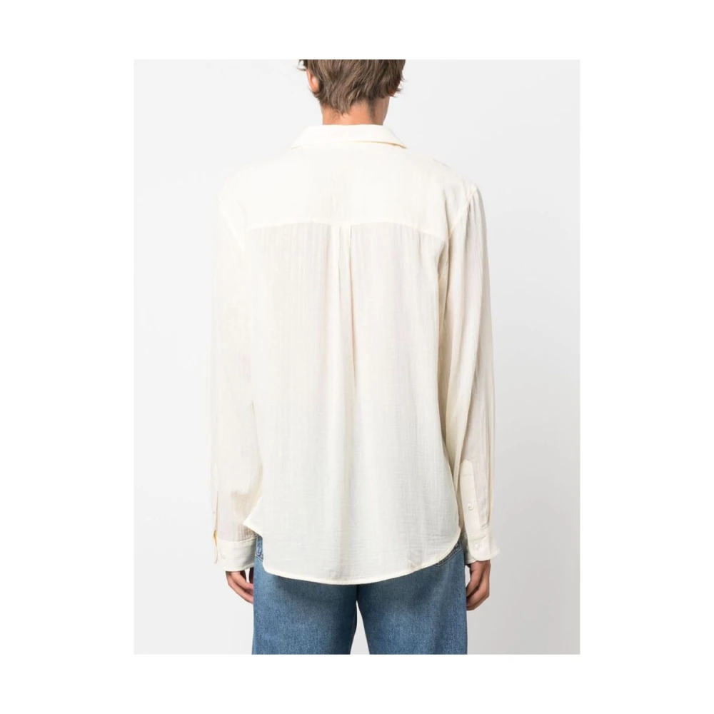 Séfr Leo Camp-Kraag Off-White Katoenen Overhemd Beige Heren