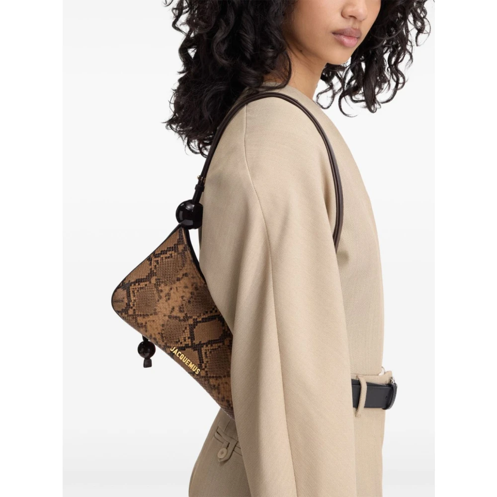 Jacquemus Bruine Python Leren Schoudertas Brown Dames