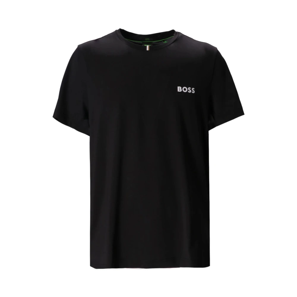 Hugo Boss Zwart Logo Print Crew Neck T-shirt Black Heren
