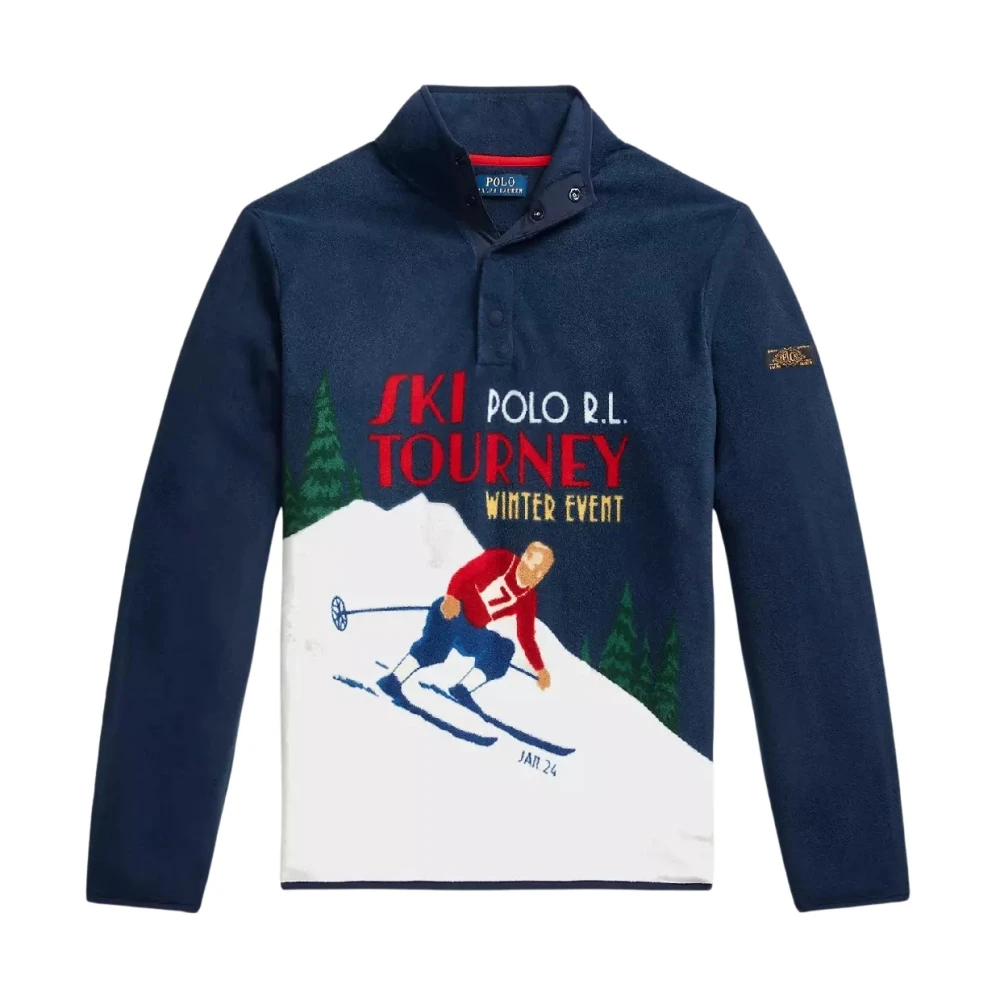 Ralph Lauren Polar Fleece Sweater met Skiër Print Multicolor Heren