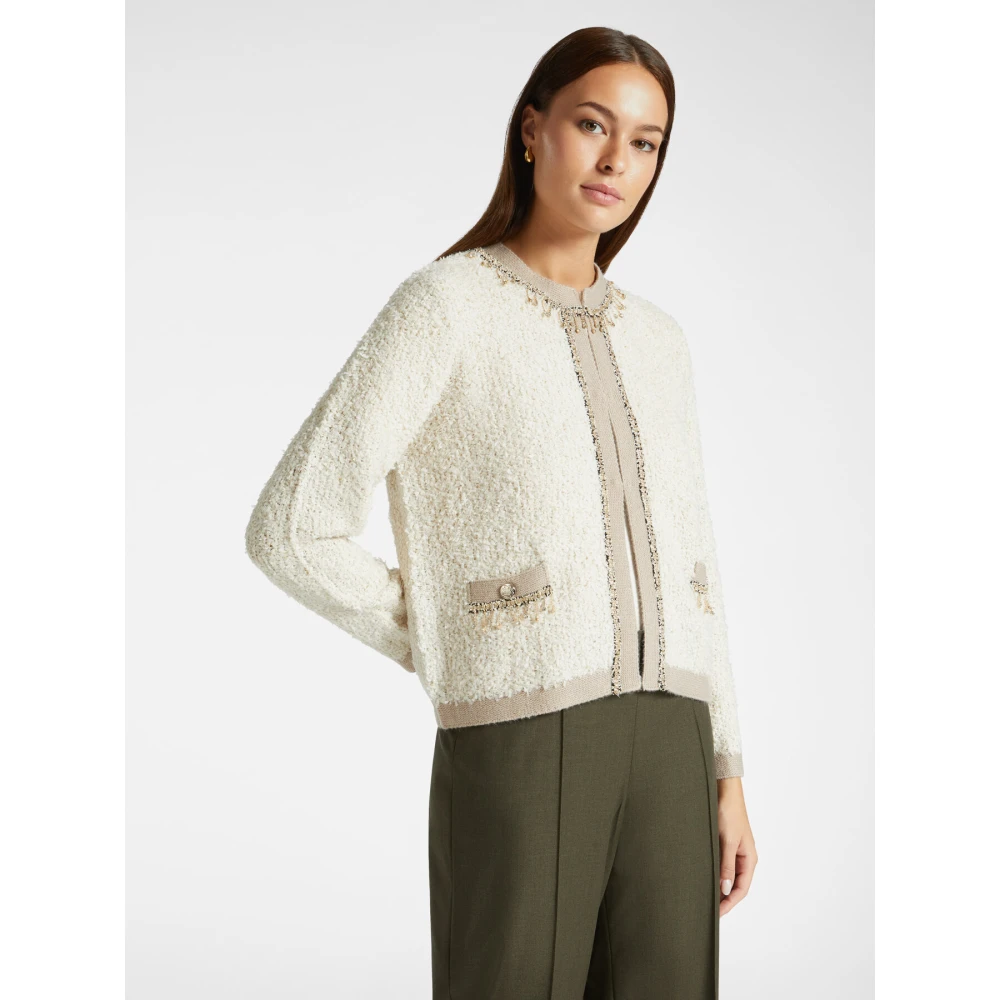 Elena Mirò Korte Geborduurde Vest Beige Dames