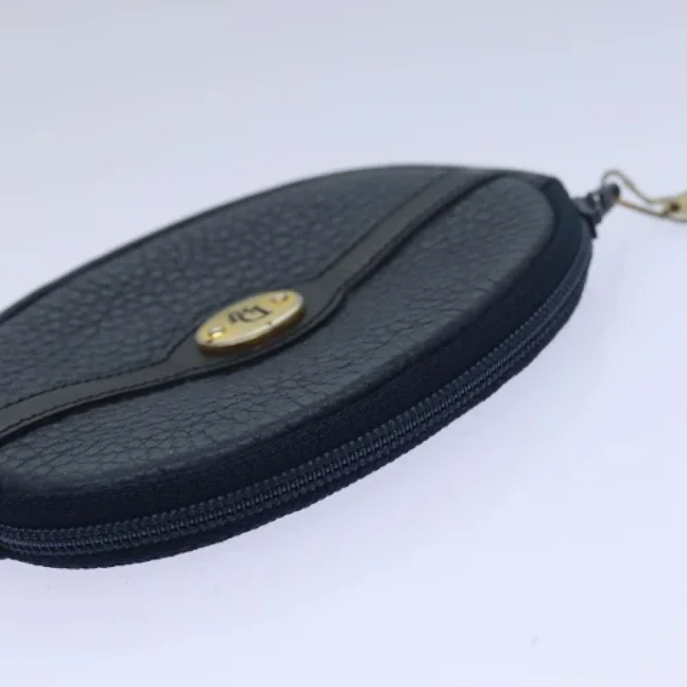 Dior Vintage Pre-owned Leather wallets Blue Dames