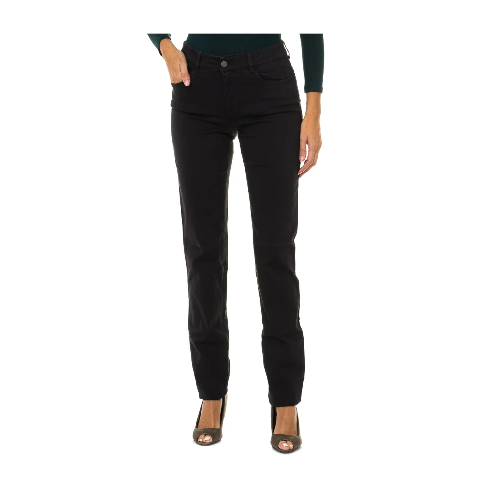 Armani Jeans Stretch denim jeans met logodetail Black Dames