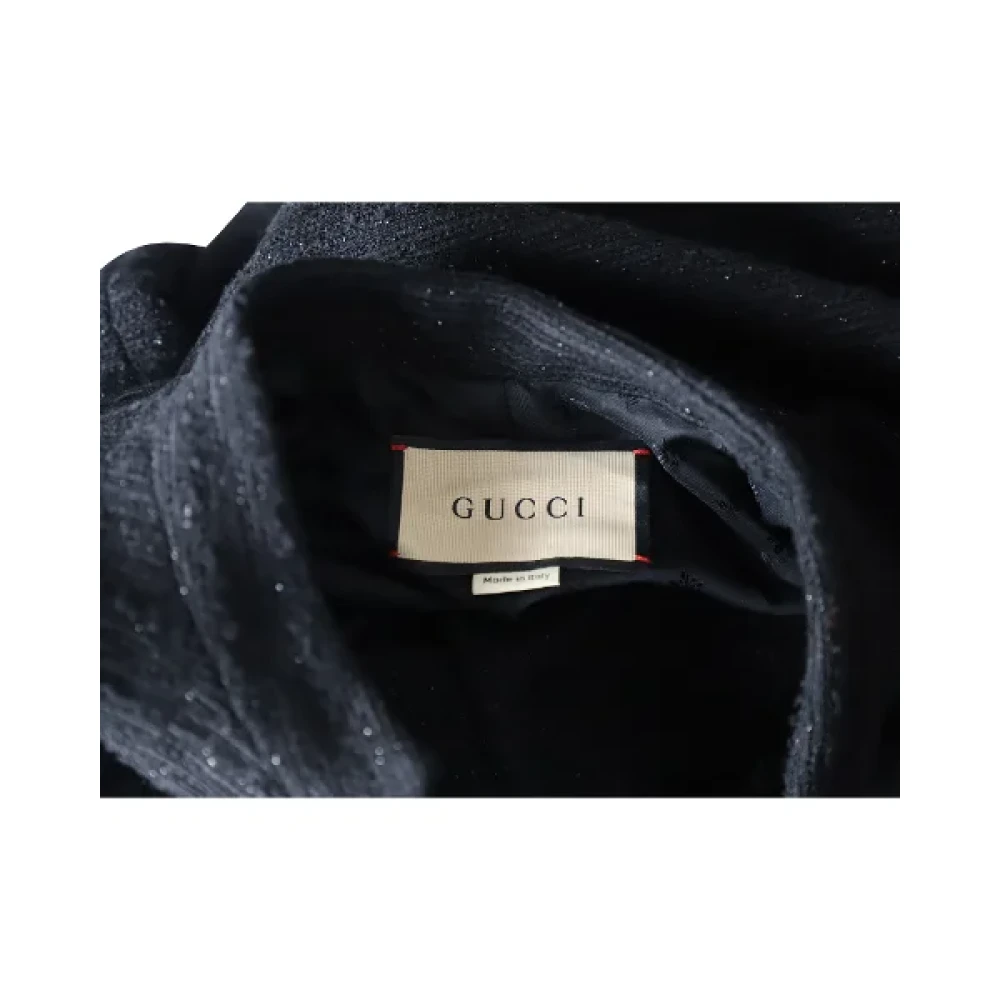 Gucci Vintage Gucci Zwarte Wol Tweed Jas Black Dames