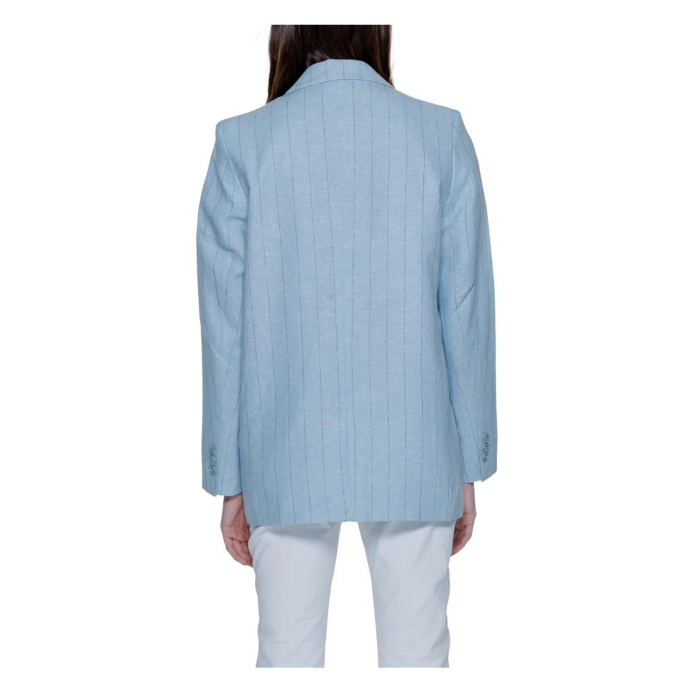 Vero Moda Blauwe Gestreepte Knoopblazer Blue Dames