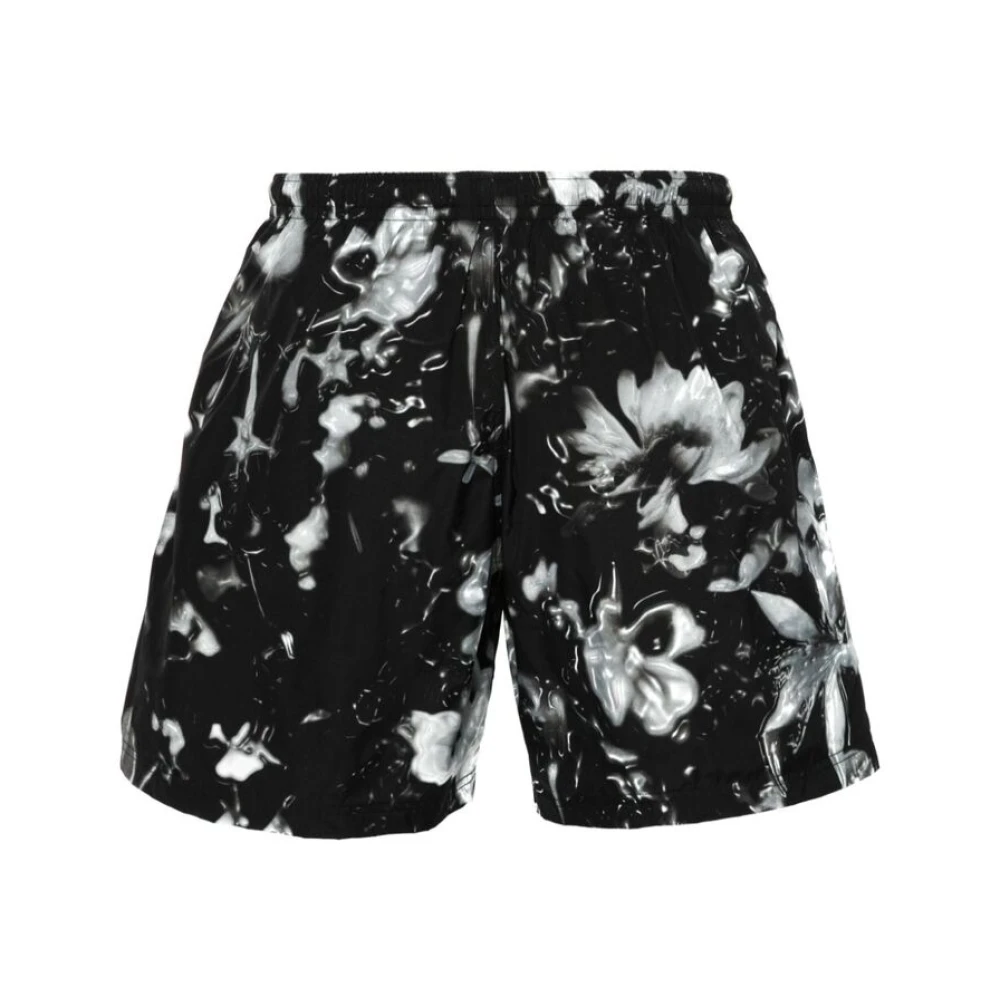 alexander mcqueen Bloemenprint Elastische Taille Shorts Black Heren
