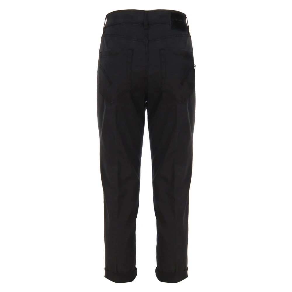 Dondup Zwarte Loose Fit Jeans Enkel Lengte Black Dames