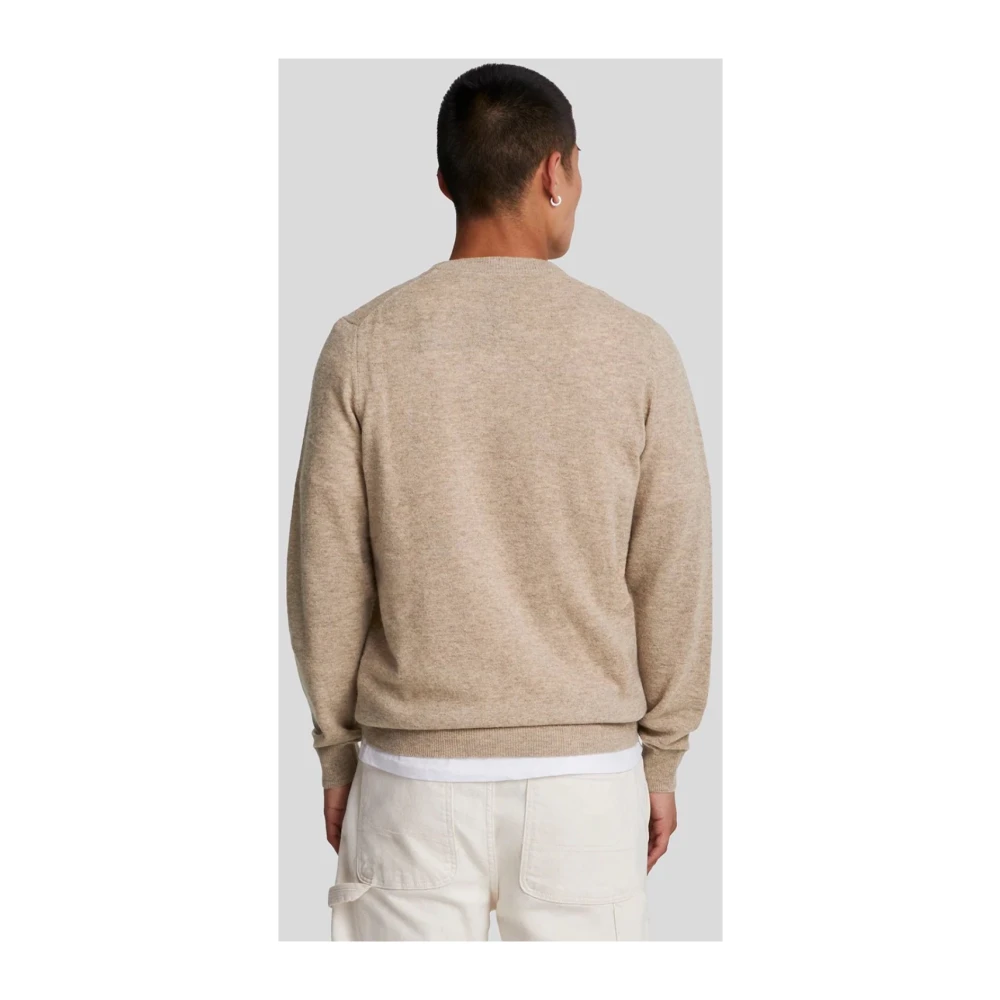 Lyle & Scott Taupe Lambswool Blend Crew Neck Sweater Beige Heren