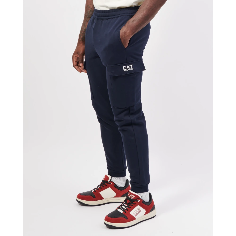 Emporio Armani Blauwe Sweatpants met Zijlogo Zakken Blue Heren