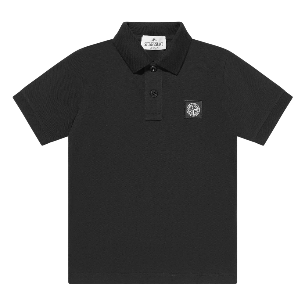 Stone Island Boys Black Compass Logo Polo Shirt Size 3 Y
