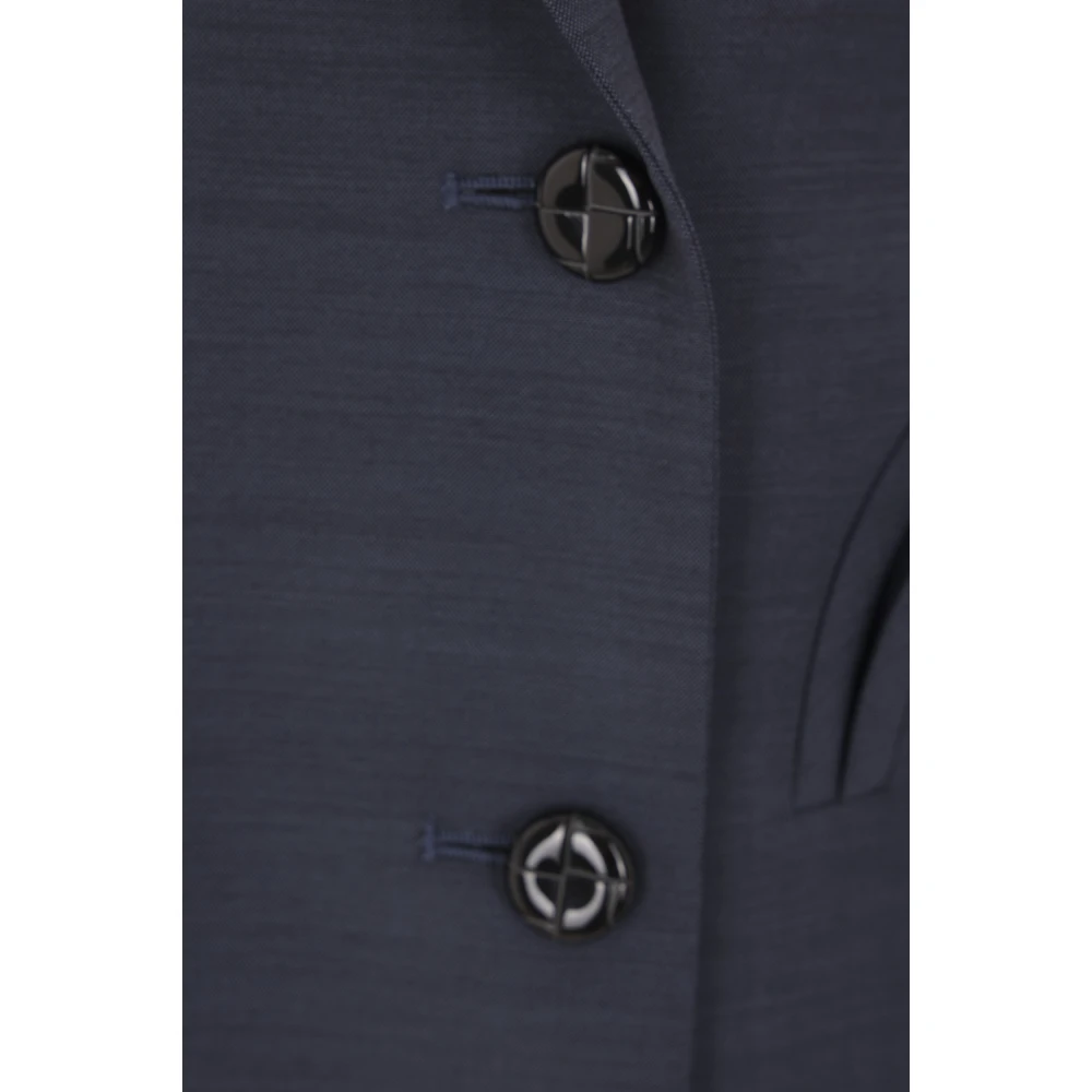 Blazé Milano Blauwe dubbelrijige wollen jas Blue Dames