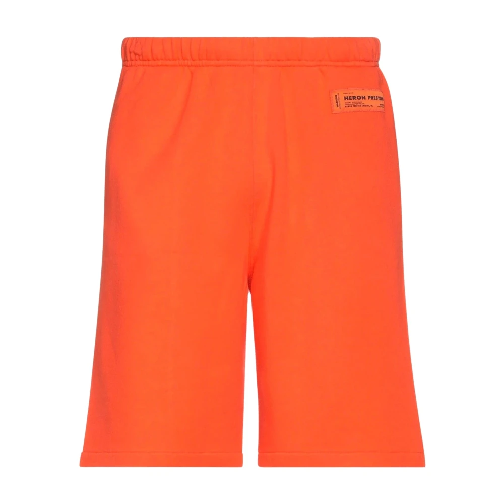 Heron Preston Oranje Logo Sweatshorts Casual Stijl Orange Heren