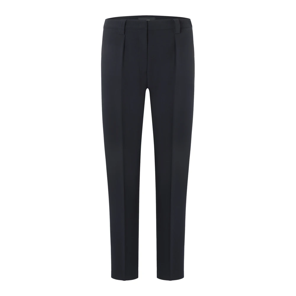 Cambio Women's Blue Slim-Fit Trousers, 3XL, Navy Trousers With Pressed Front