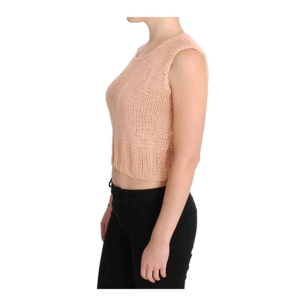Pink Memories Roze Gebreide Mouwloze Trui Pink Dames