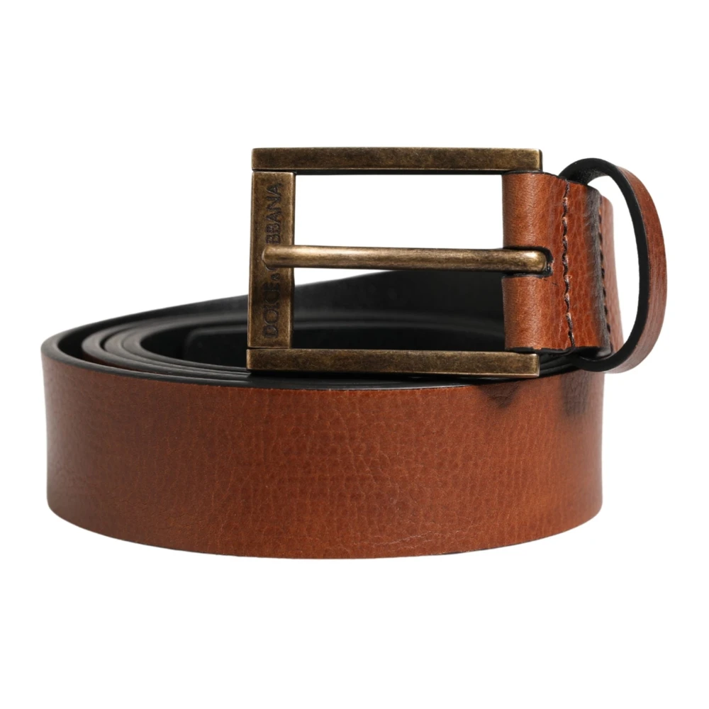 Dolce & Gabbana Men's Brown Classic Metal Buckle Belt