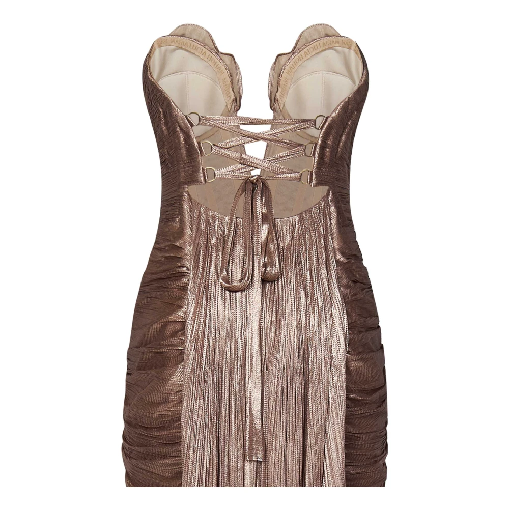 Maria Lucia Hohan Bronzen Zijden Jurk met Hartinzetten Brown Dames
