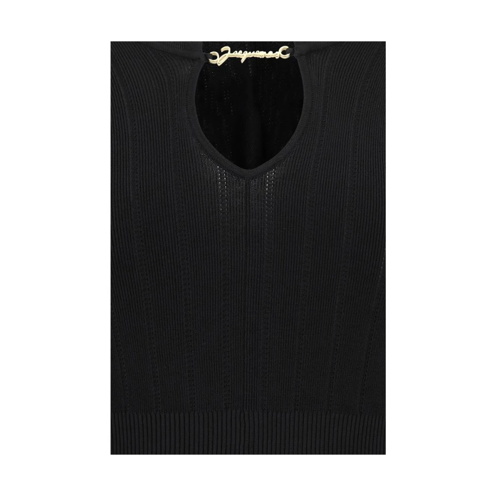 Jacquemus Geribbeld sleutelgat top Black Dames