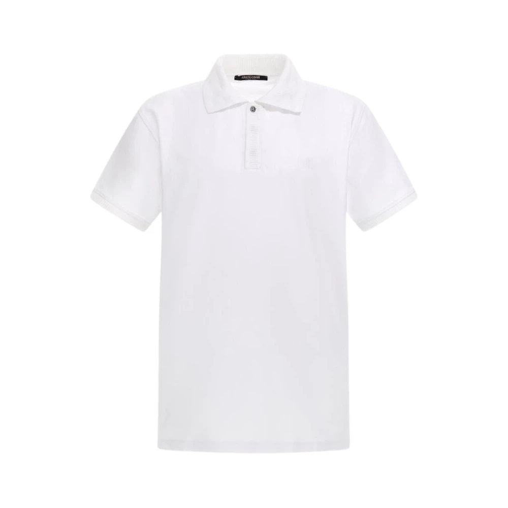 Roberto Cavalli White Polo Shirts, Male, M, Rc Logo Polo Made In Italy