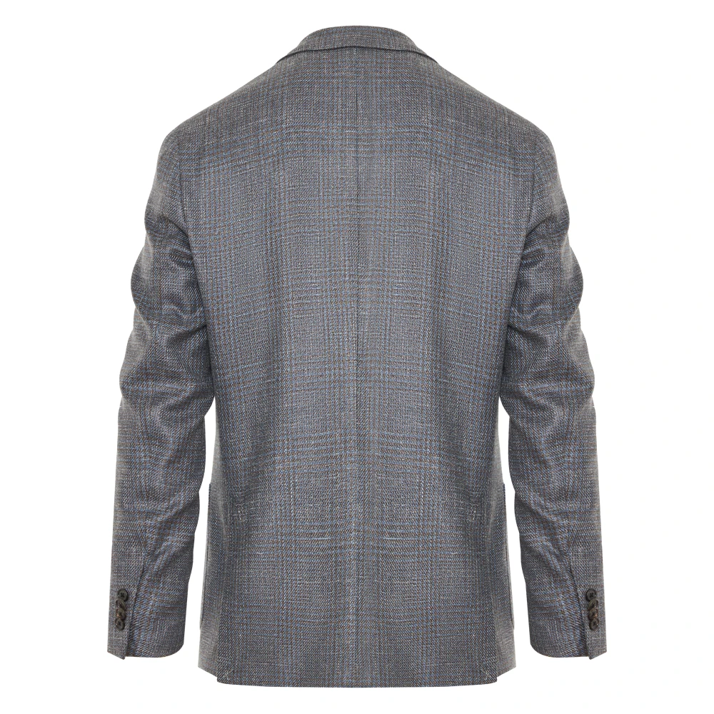 Corneliani Luxe Wol Zijde Linnen Jas Blue Heren