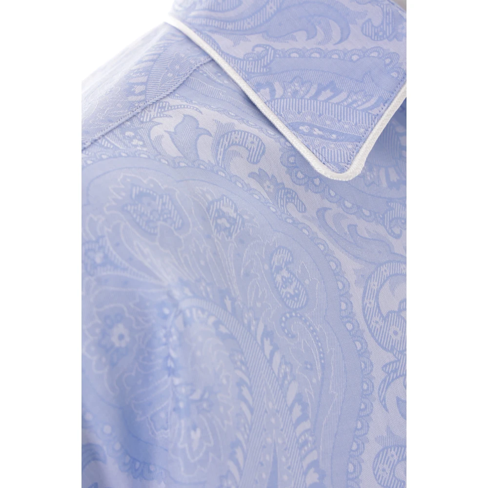 ETRO Blauwe Paisley Jacquard Overhemd Blue Dames