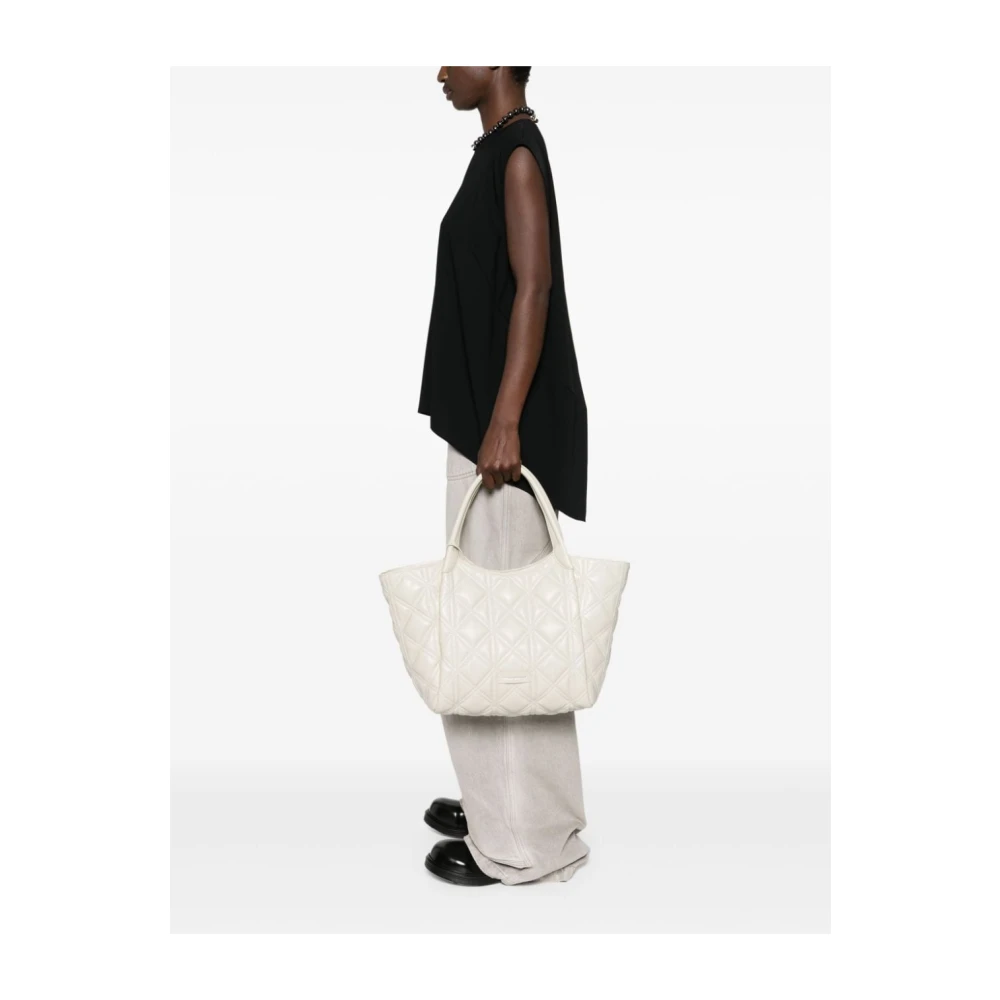 Emporio Armani Gewatteerde Witte Leren Tote Tas White Dames