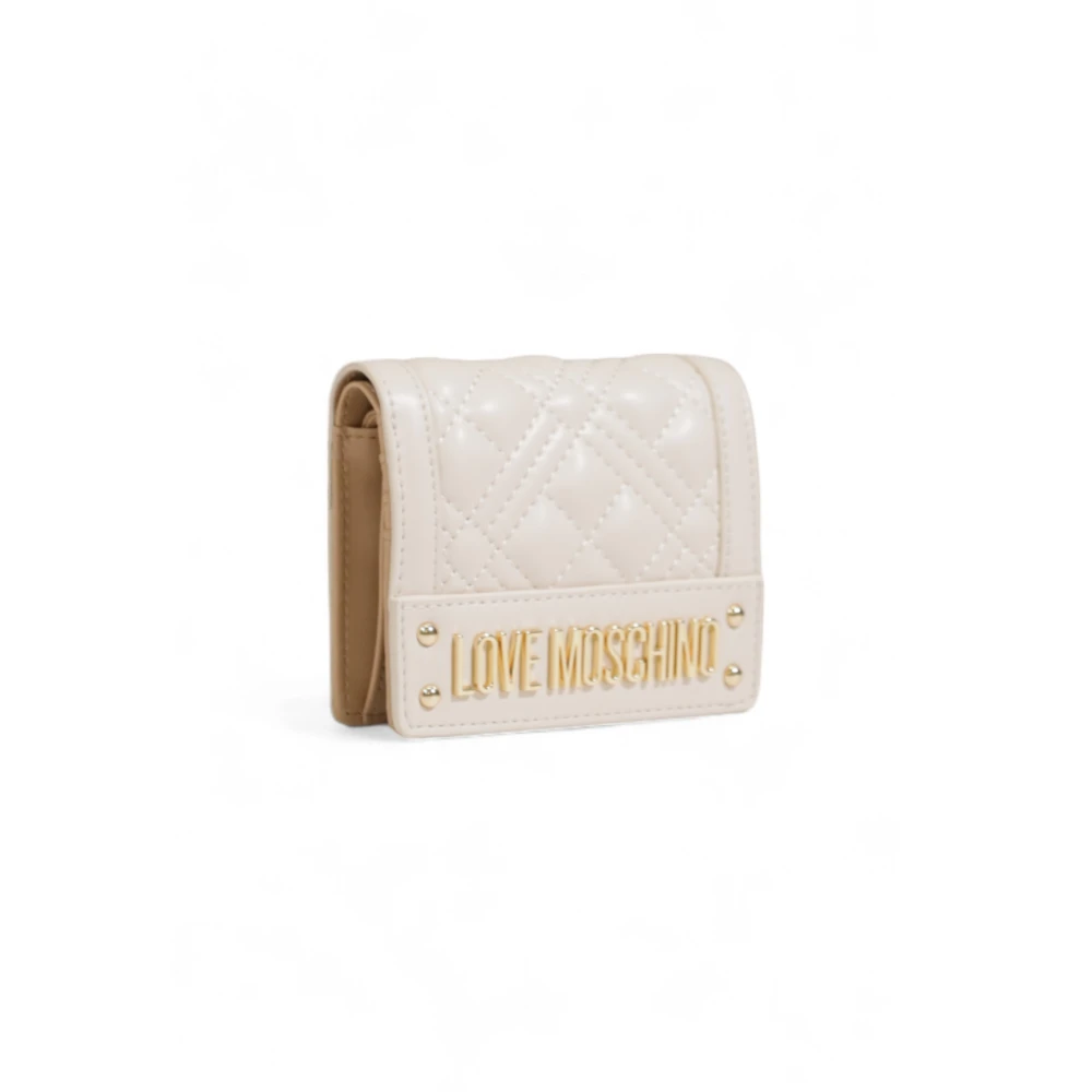 Love Moschino Beige Faux Leather Portemonnee voor Vrouwen Beige Dames