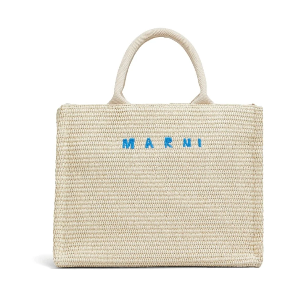 Marni Beige Raphia Schoudertas met Afneembare Band Beige Heren