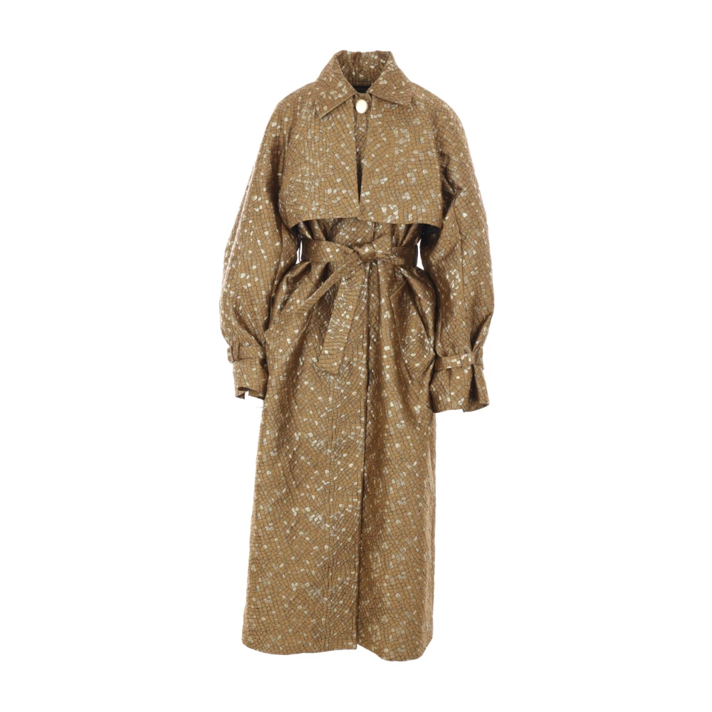 Max Mara Gouden Oversize Jacquard Trenchcoat Yellow Dames