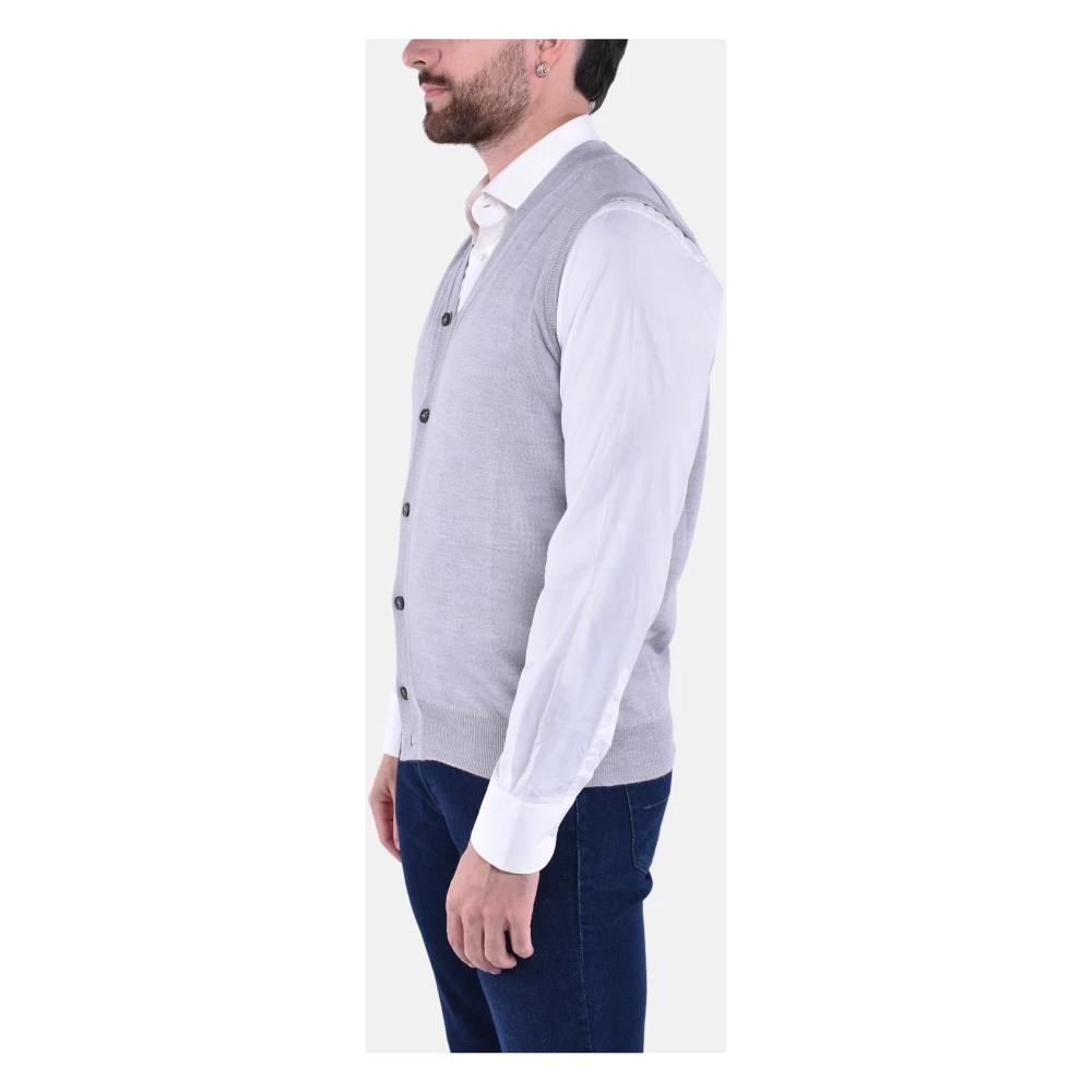 Kangra Mouwloos wollen vest met knopen Gray Heren