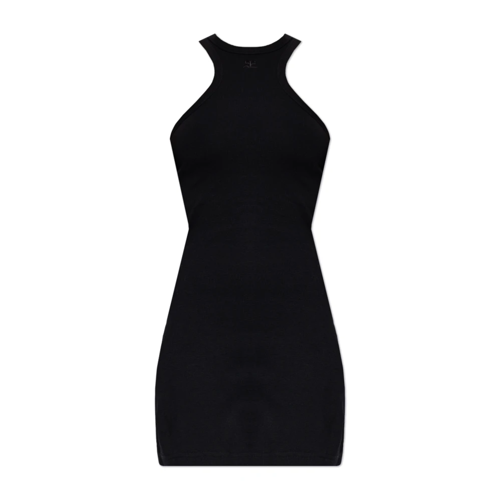 Courrèges Stijlvolle Zwarte Katoenen Mini Jurk Black Dames