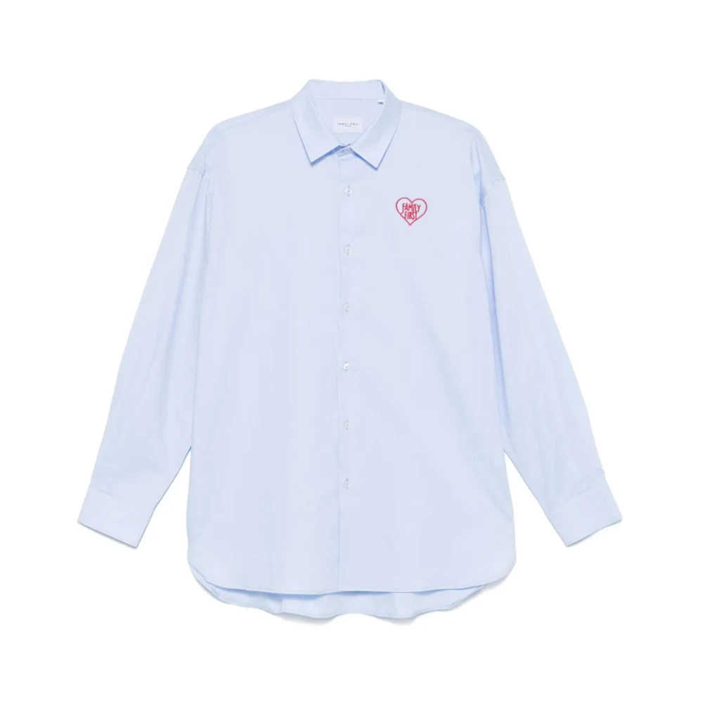 Family First Klassieke Blauwe Button-Up Overhemd Blue Heren