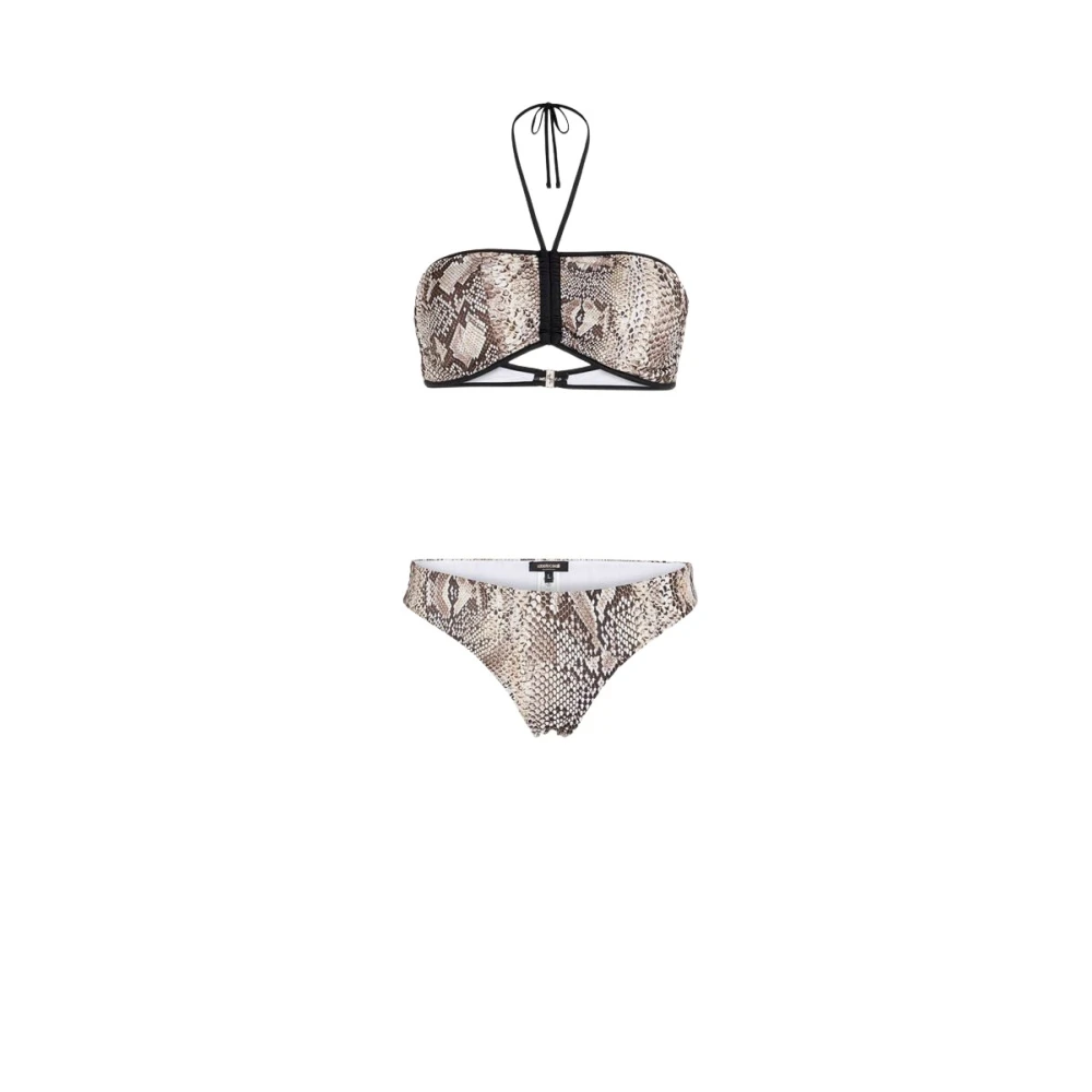 Roberto Cavalli Snake-Print Halternek Bikini Set Brown Dames