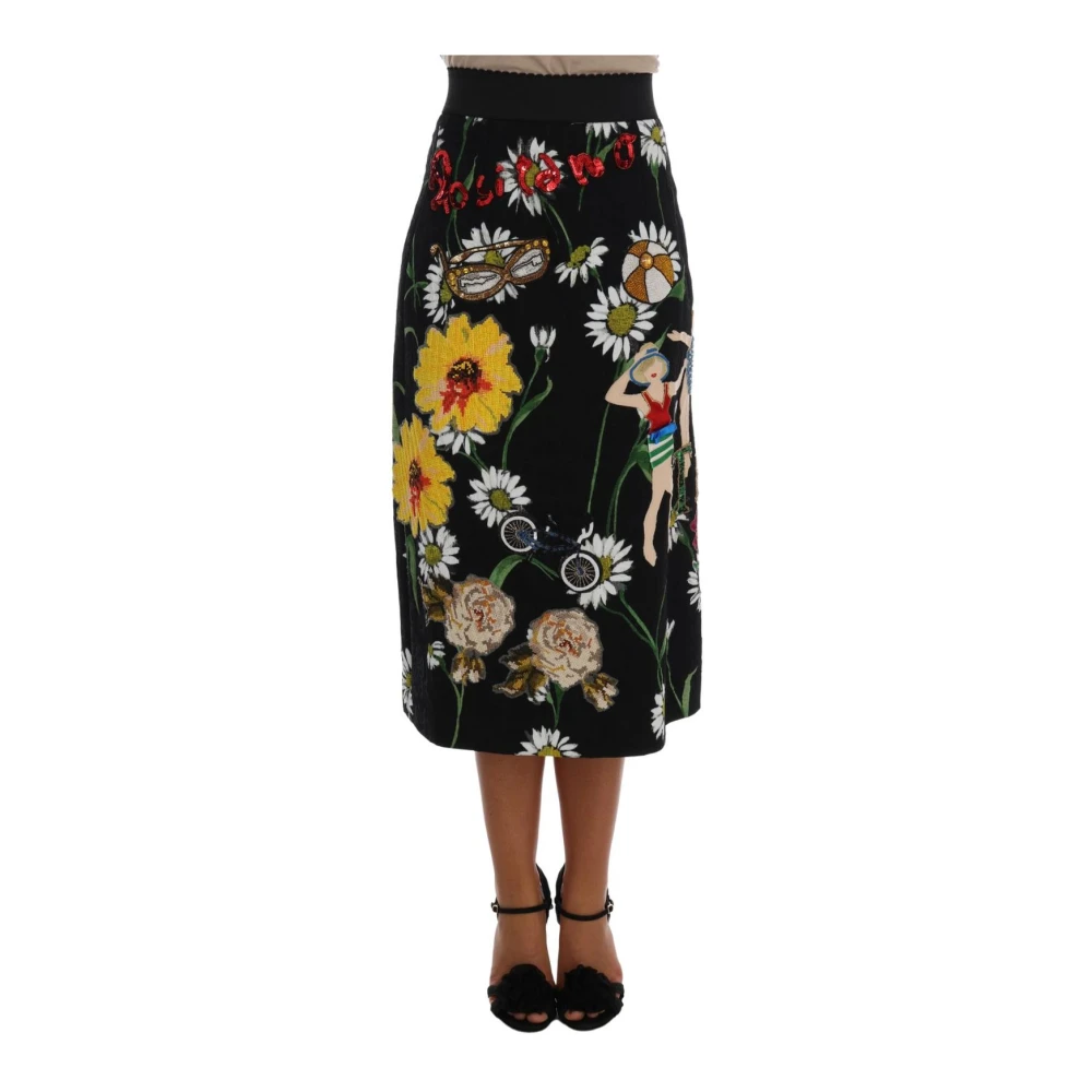 Dolce & Gabbana Multicolor Blommönstrad Sidoblend A-Linje Kjol