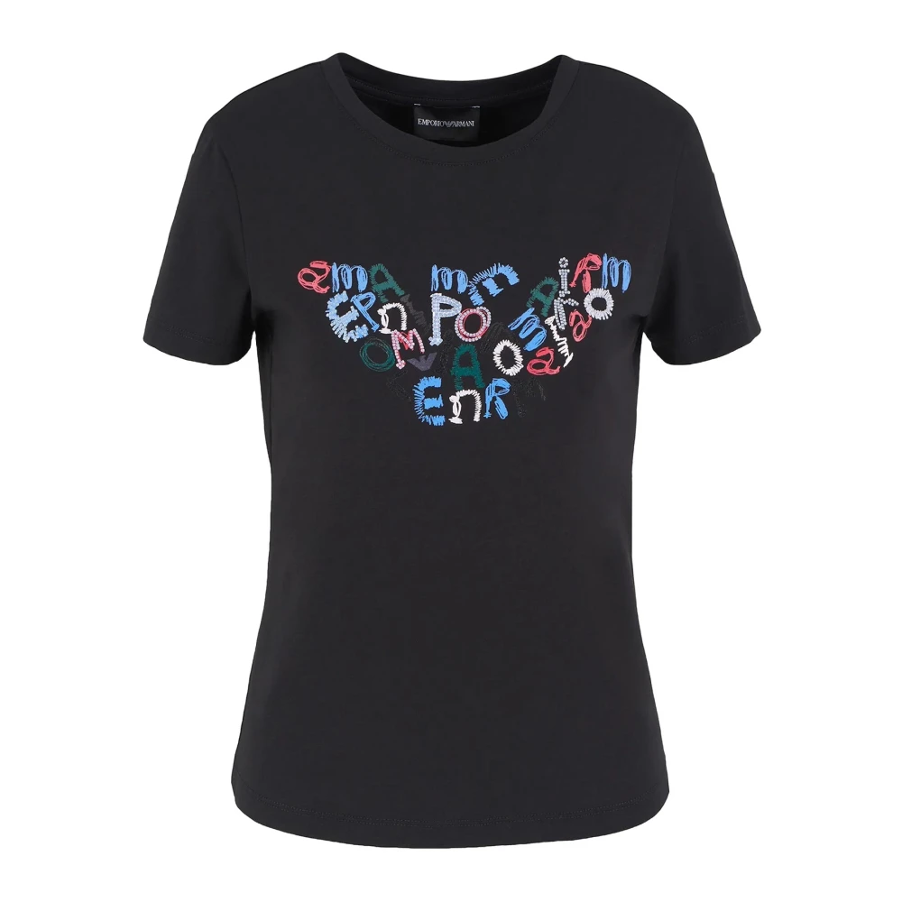Emporio Armani Zwarte T-shirts en Polos met Patroon Black Dames