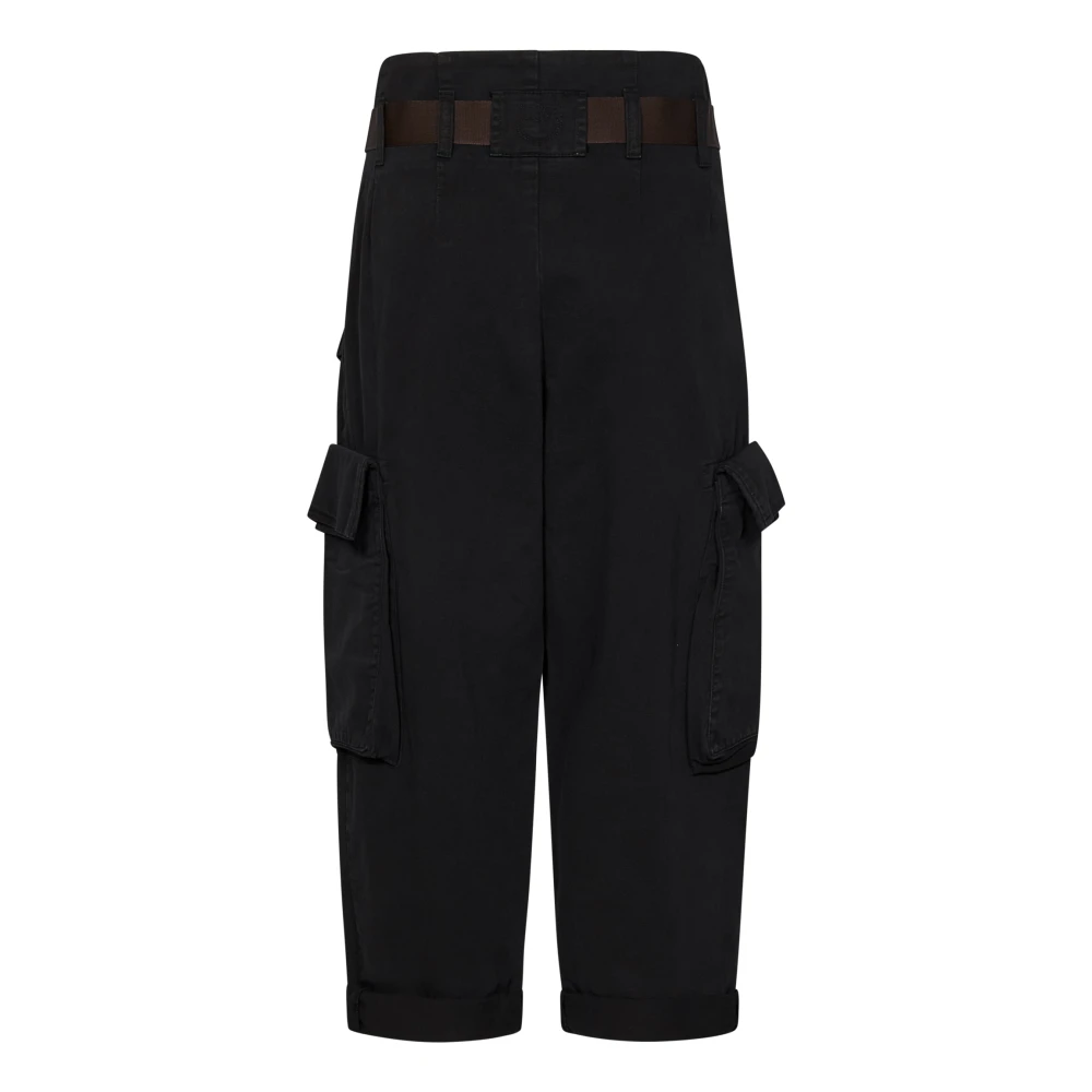 pinko Zwarte Cargo Broek Hoge Taille Met Riem Black Dames