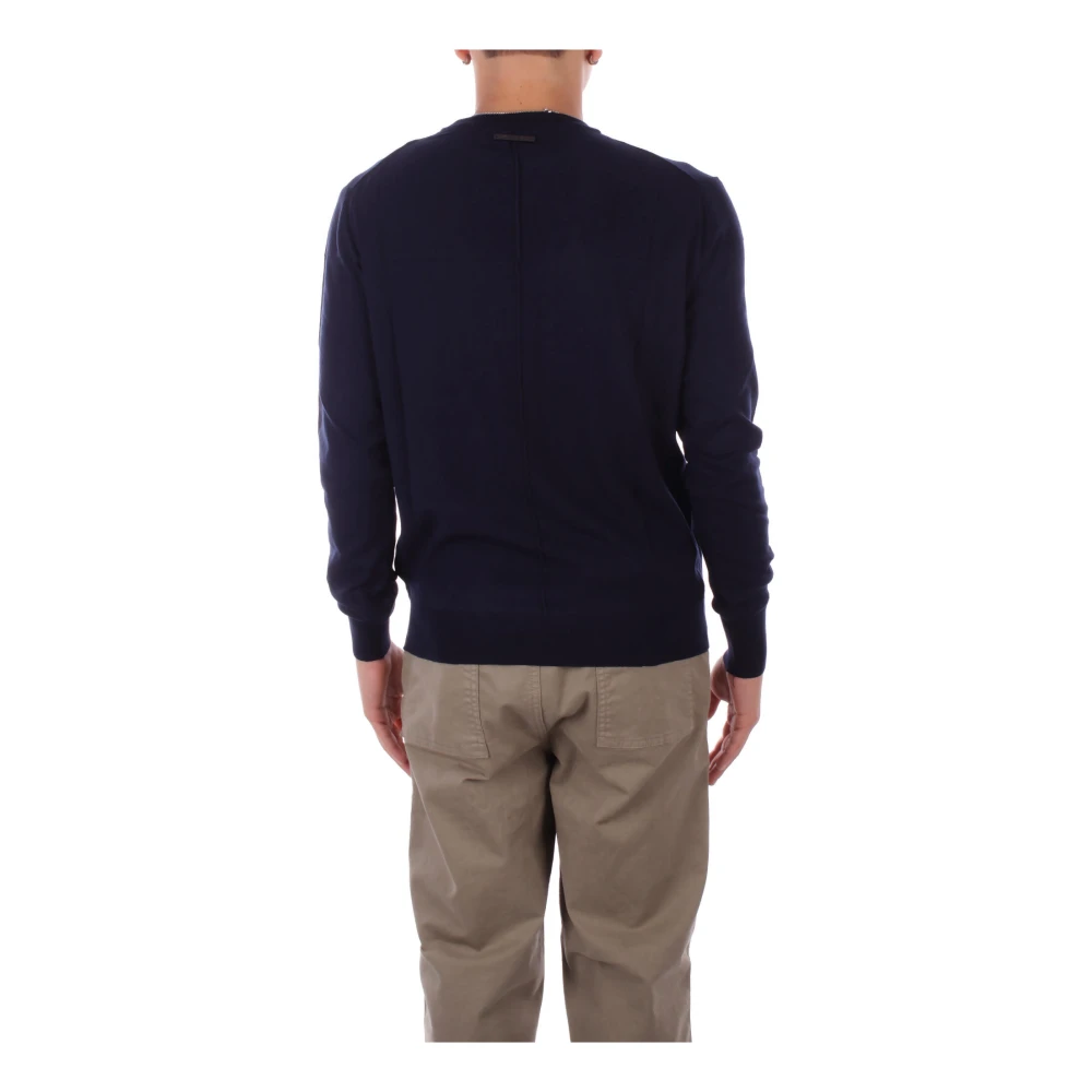 Costume National Blauwe Logo Trui Slim Fit Blue Heren