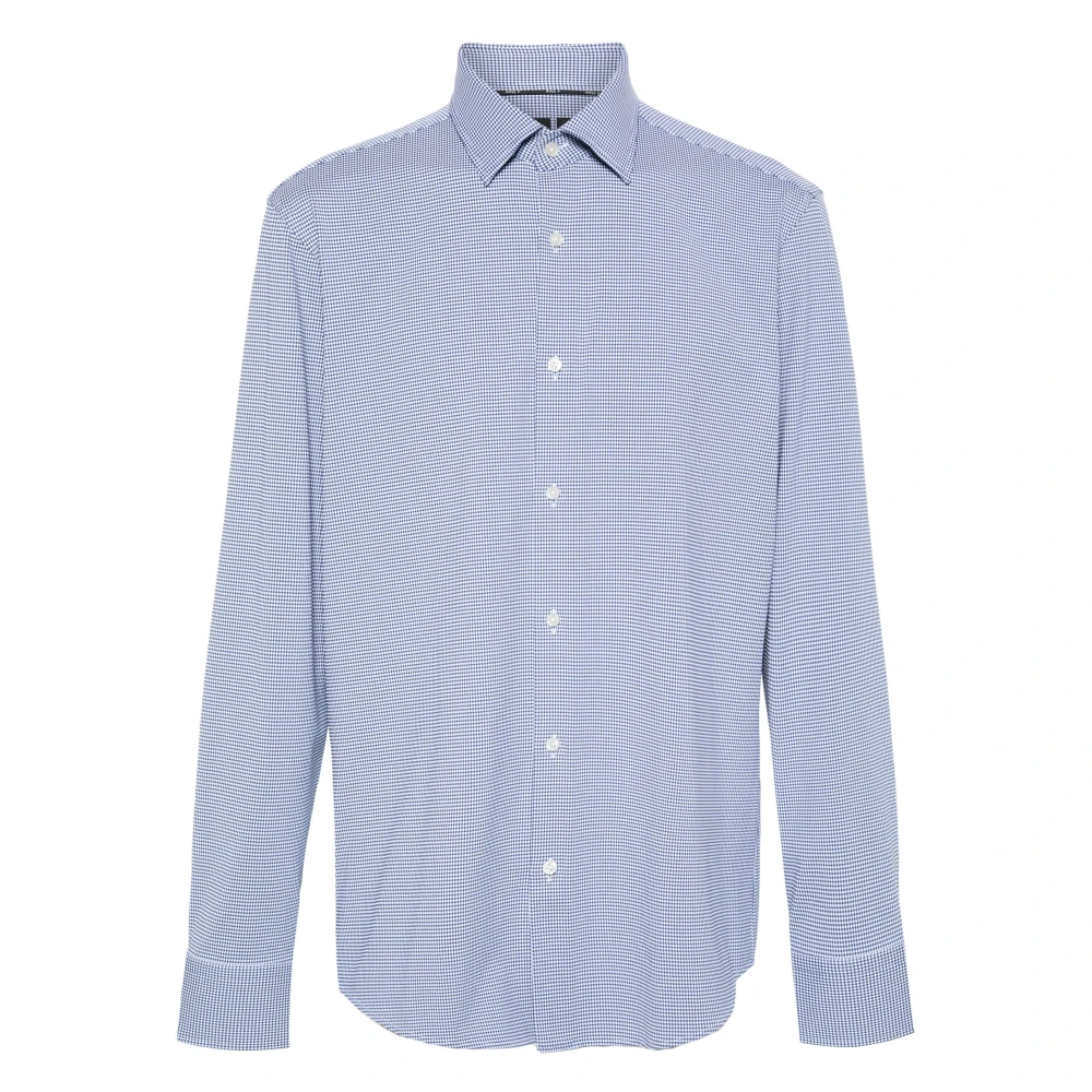 Hugo Boss Stretch shirt met ontwerpcodes Blue Heren