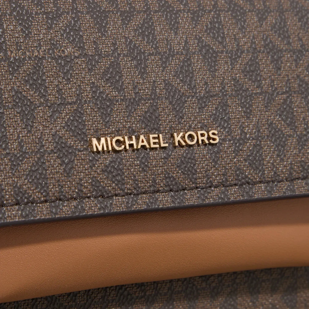 Michael Kors Schoudertas met kettinghandvat en logo Brown Dames