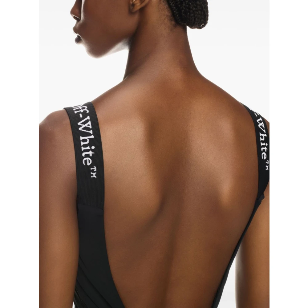 Off White Zwarte Zee Kleding Brede Schouder Badpak Black Dames