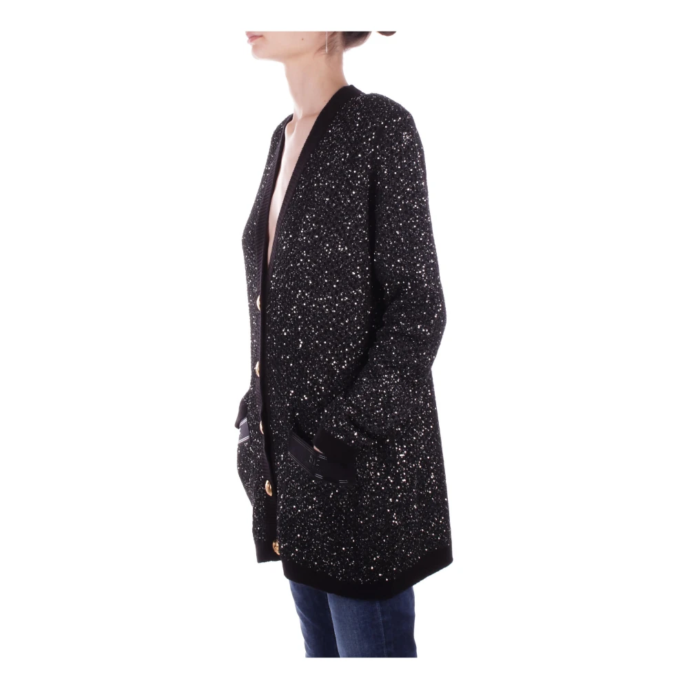 Elisabetta Franchi Front Logo Cardigan Sweaters Black Dames