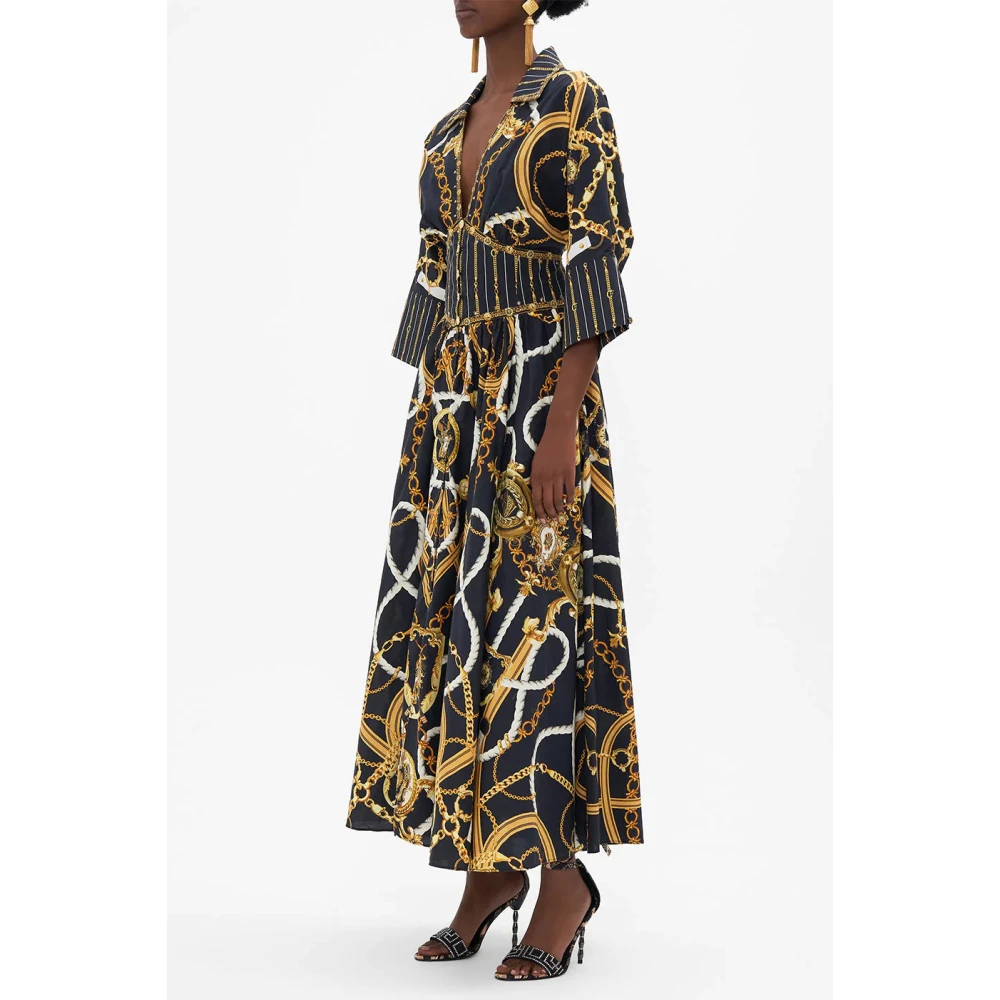 Camilla Coast To Coast Midi Jurk met Gevormde Tailleband Multicolor Dames