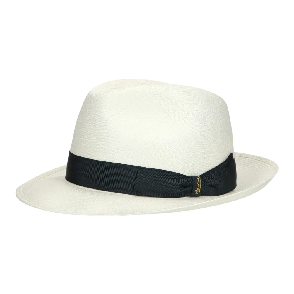 Borsalino Handgeweven Panama Hoed met Medium Rand White Heren