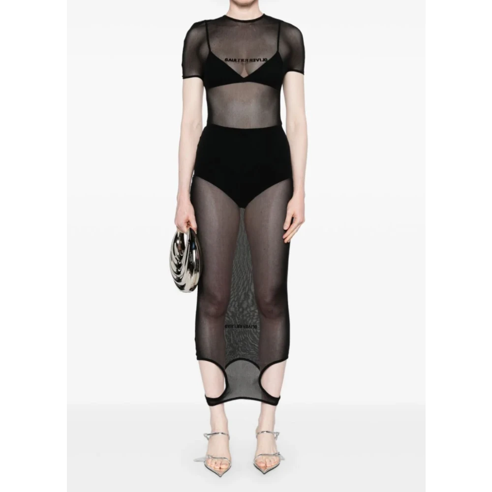 Jean Paul Gaultier Zwarte Mesh Dubbelzijdige Jurk Black Dames