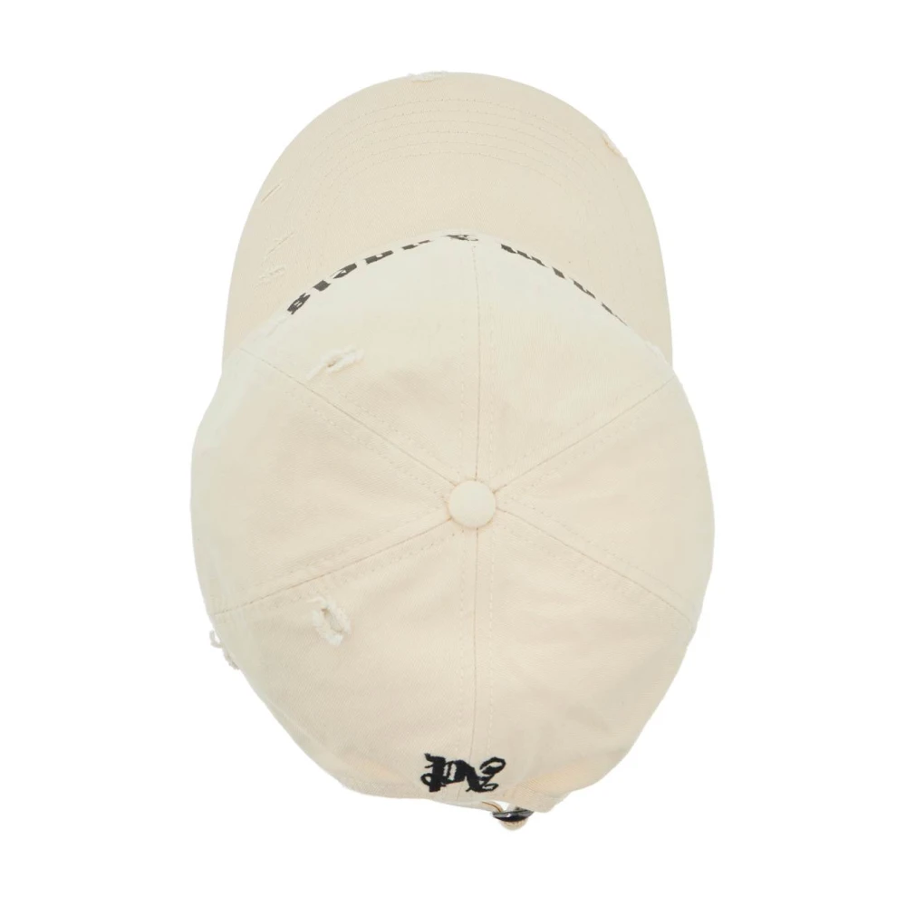 Palm Angels Logo Baseballpet in Distressed Stijl Beige Heren