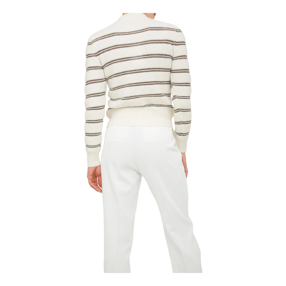Nenette Gestreept Crew Neck Shirt Wit White Dames