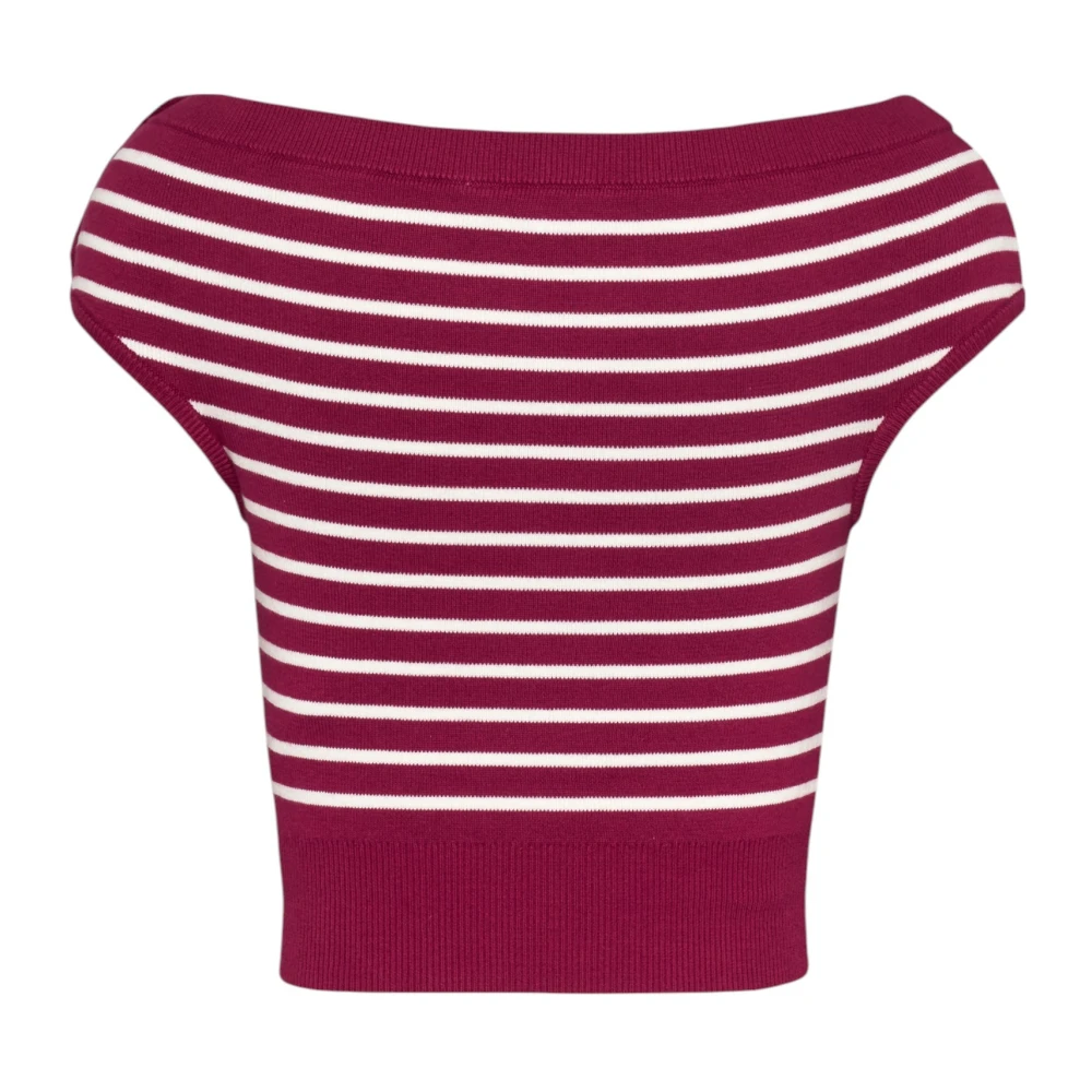 Tommy Jeans Gestreepte boothals top rood Red Dames