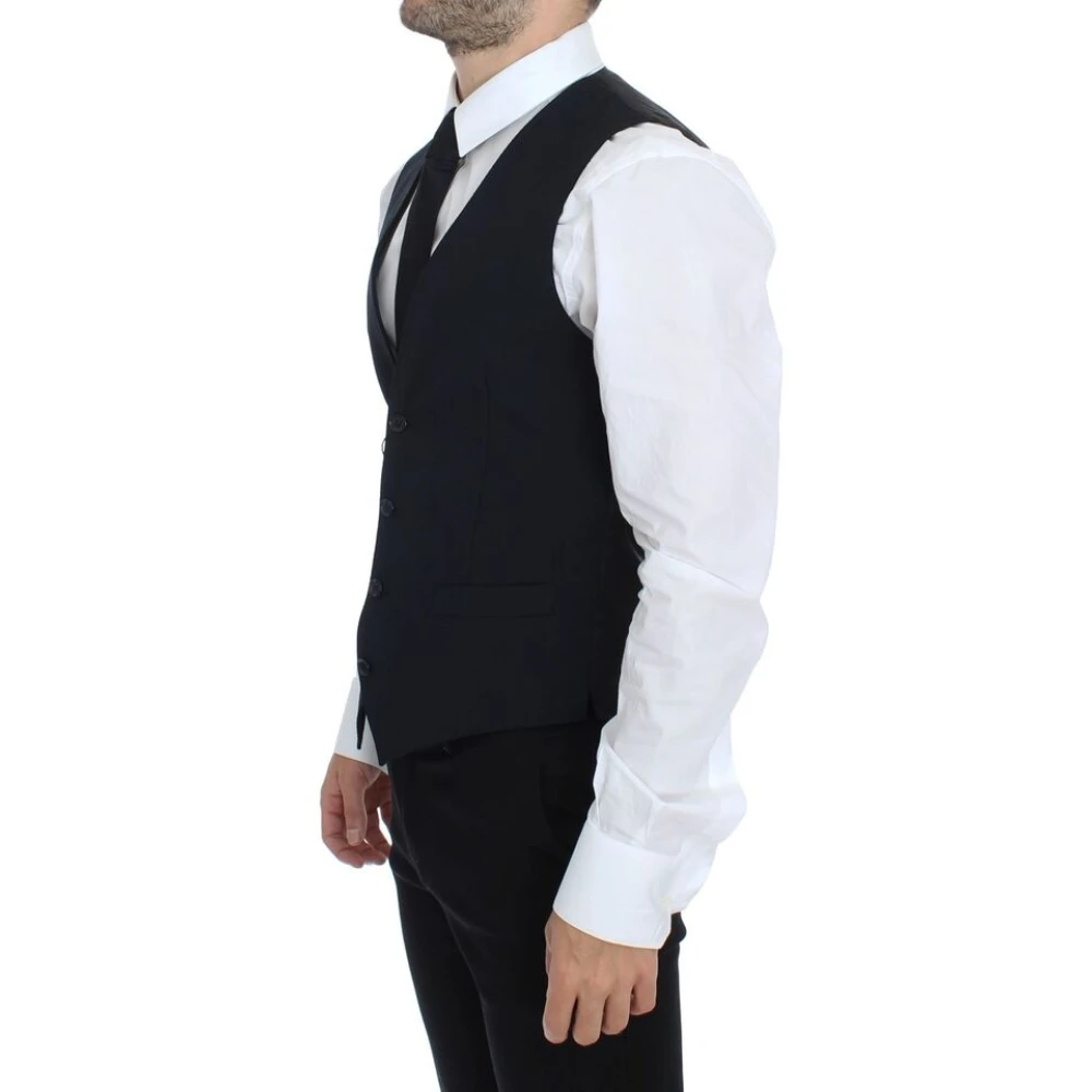 Dolce & Gabbana Blauwe Wollen Jurk Vest Elegante Stijl Blue Heren