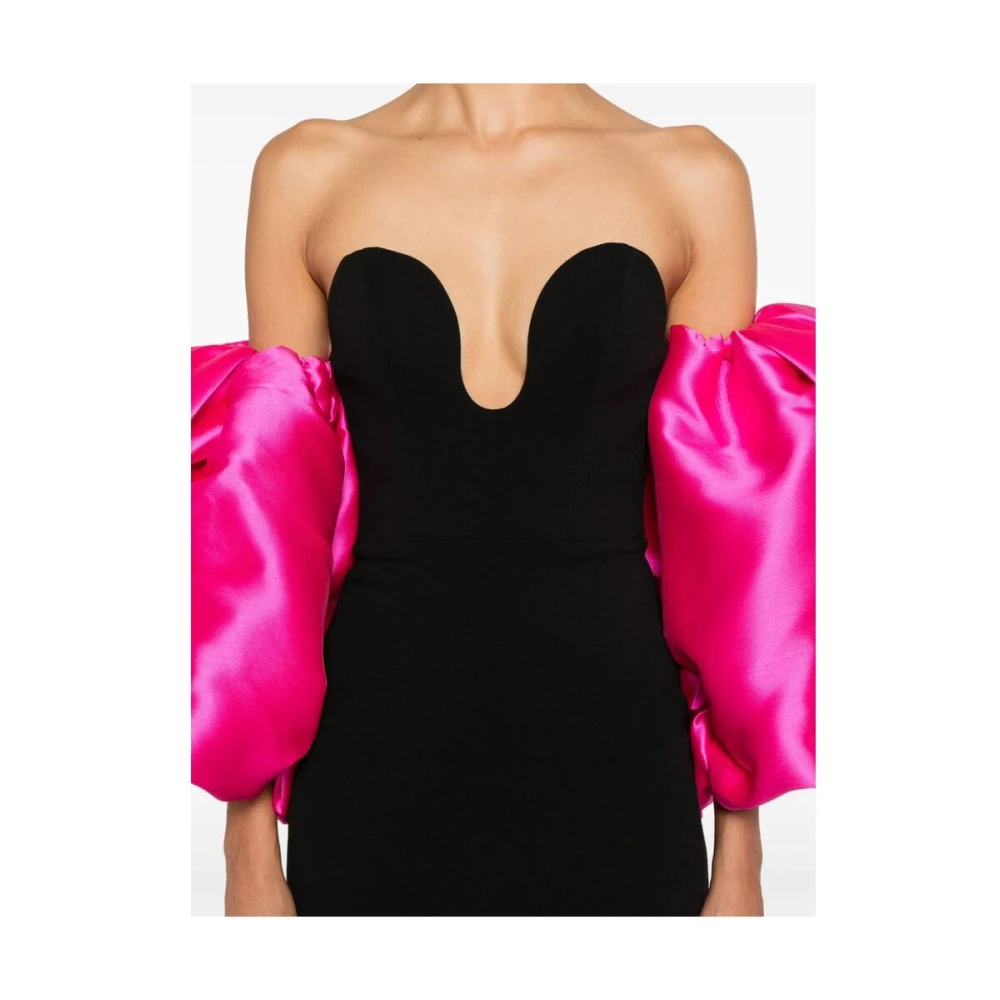 Solace London Zwart Fuchsia Roze Strapless Jurk Black Dames